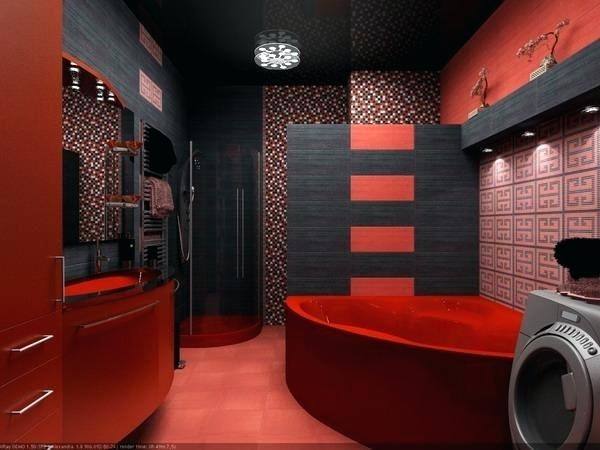 red and gold bathroom ideas